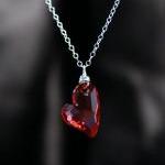 Heart Pendant In Red Swarovski Crystal Sterling..